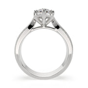 Valentina Marquise Cut Solitaire Tapered Milgrain Engagement Ring Setting - Nivetta
